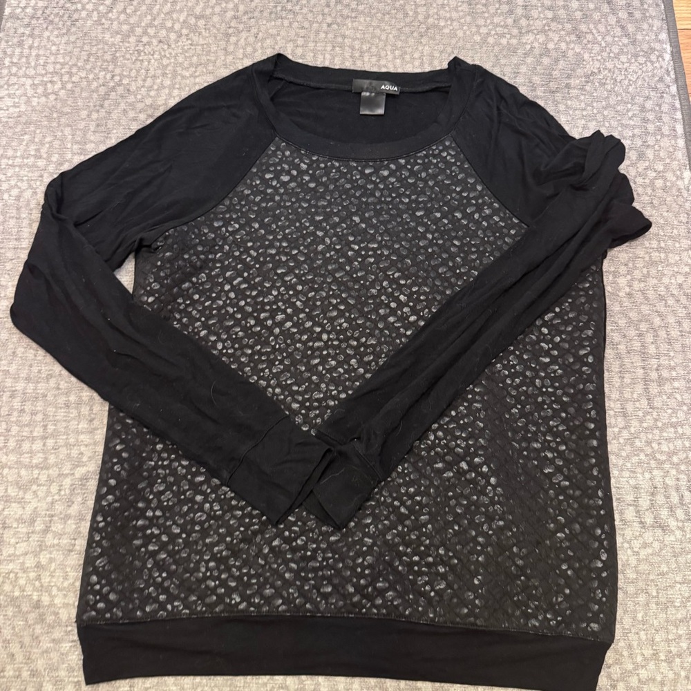Aqua leopard print baseball tee